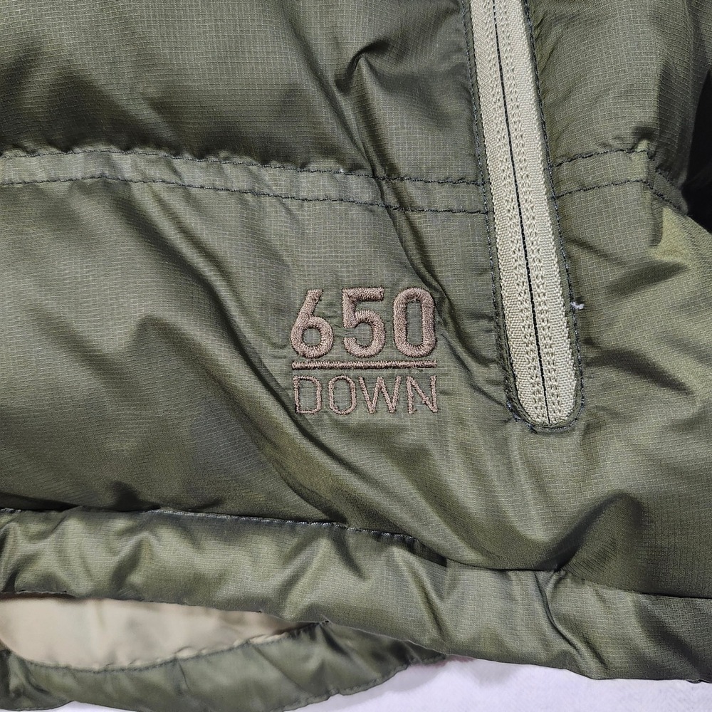 Cabelas Mens 2XL Tall 650 Down Puffer Jacket Olive Green Reinforced Elbows Tall - Picture 2 of 14